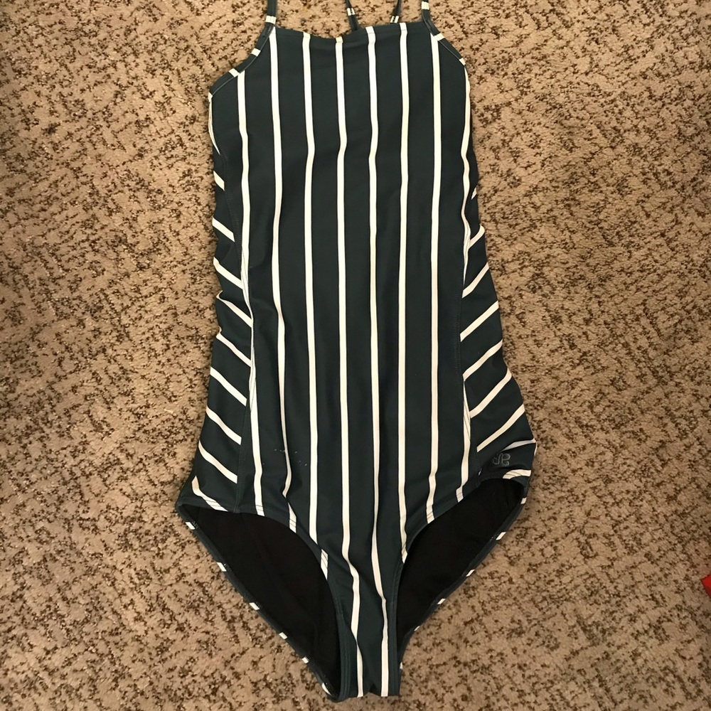 ALBION GREEN & WHITE ONE-PIECE SWIMSUIT